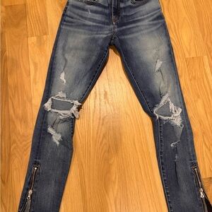 AMIRI Stretch Ripped Blue Skinny Jeans